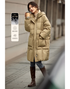 【轻休闲绗线双层口袋设计感羽绒服】冬季百搭长羽绒服