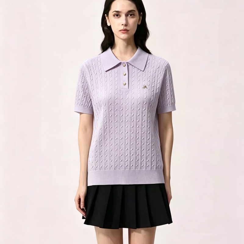 保罗盖帝新款女polo领针织衫图片