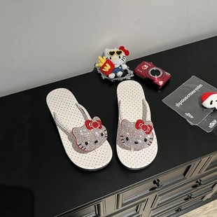 哈喽kt人字拖女夏外穿厚底增高坡跟夹脚拖鞋沙滩海边2026新款