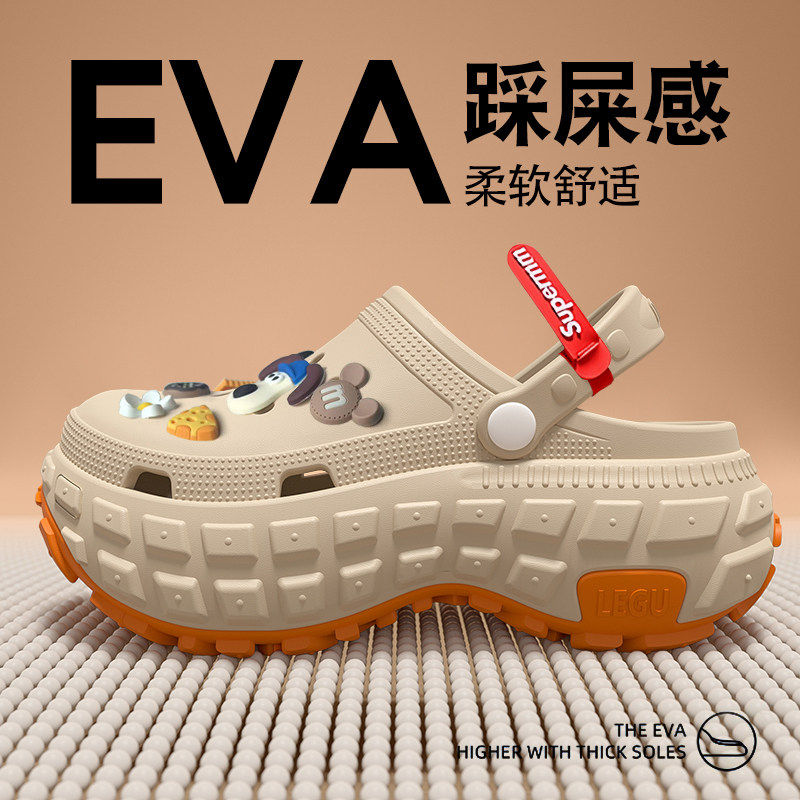 防臭洞洞鞋男款2026新款夏季外穿厚底防滑耐磨开车两用凉拖鞋男士