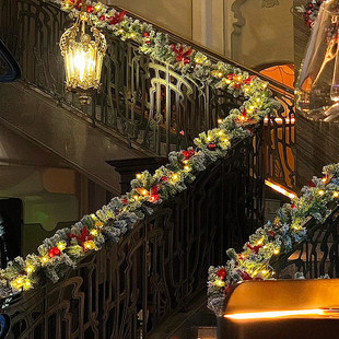 圣诞藤条加密圣诞节装饰酒店橱窗楼梯扶手装饰店铺氛围布置装饰