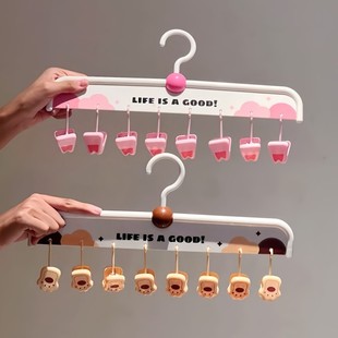 猫爪多夹子晾衣架袜子夹联排挂架无痕防滑晾晒架内衣架2026新款