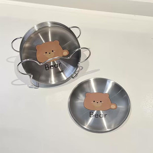 可爱小熊吐骨碟不锈钢吐骨头盘碟小菜高颜值餐桌垃圾盘家用新款