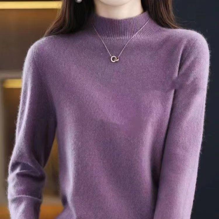 礼盒定制【爆款秒杀】半高领针织衫毛衣女圆领V领百搭打底衫5-1