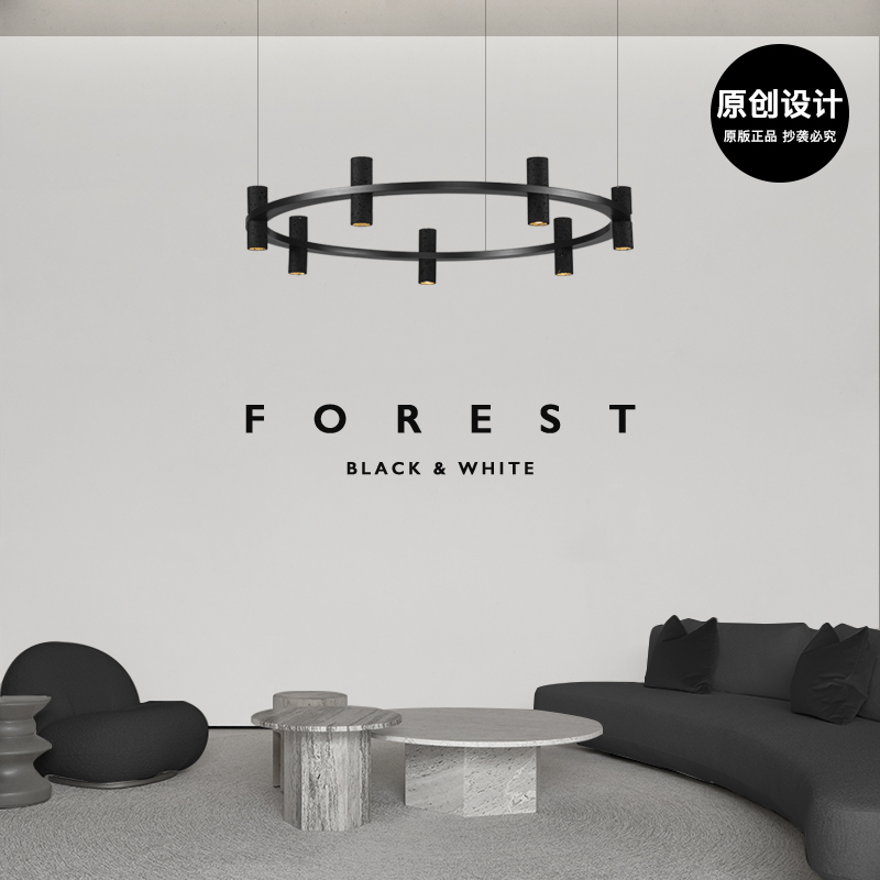 全铜餐厅卧室灯具黑白森林极简