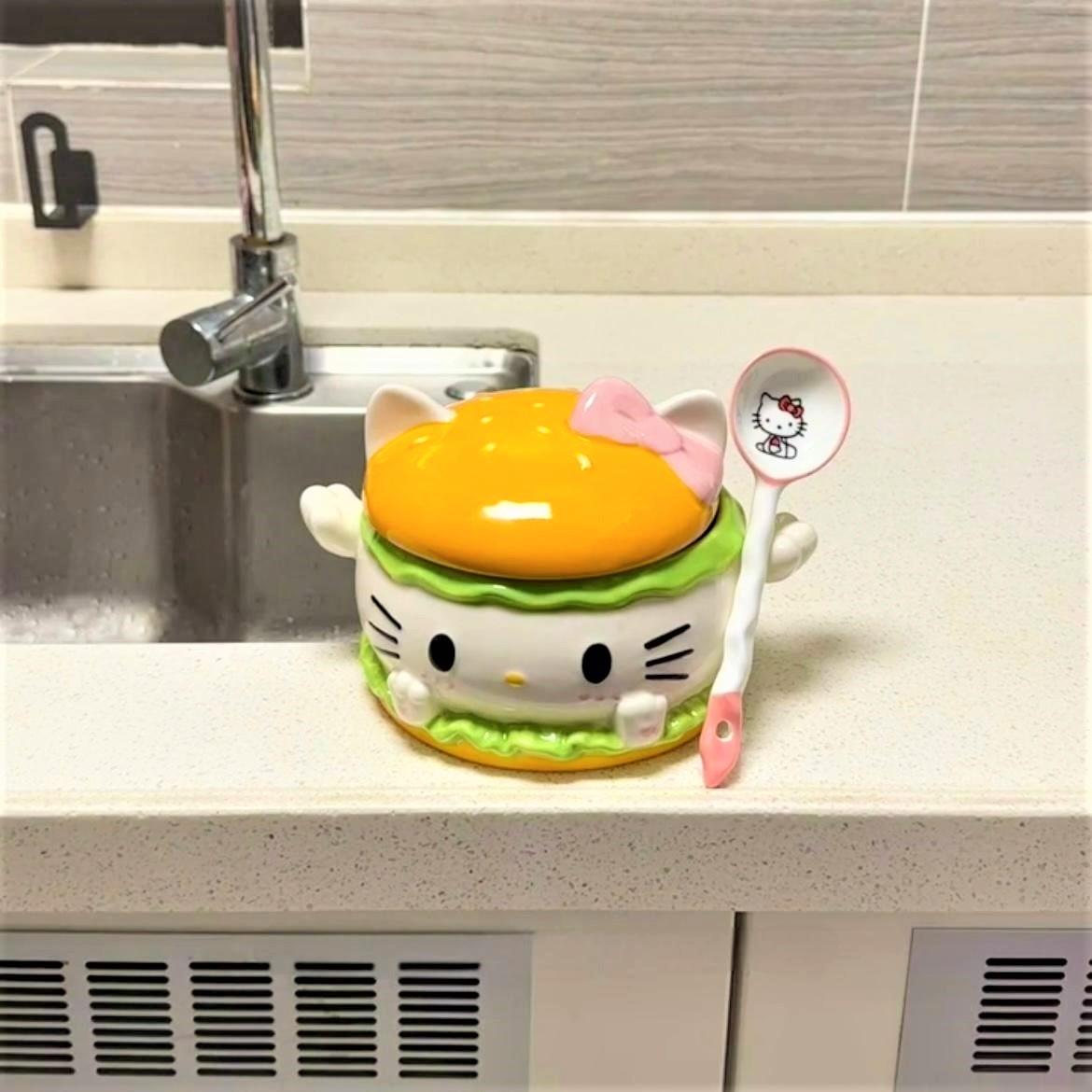 可爱HelloKitty泡面碗带盖高颜值宿舍学生大容量陶瓷饭碗家用汤碗