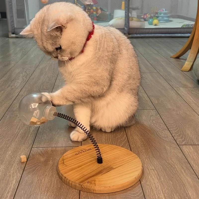 猫咪玩具冻干漏食球小猫自嗨解闷消耗体力弹簧逗猫棒宠物益智用品