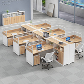 速发财弈位务办公桌椅组合6人诩简约职员桌子办公室4员工屏风卡座