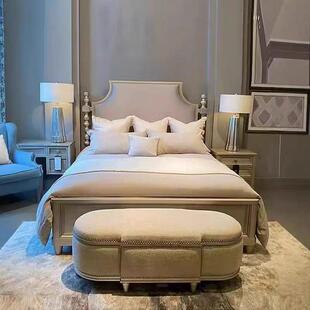 美式乡村莫里印象实木柱子床1.8米轻奢香槟金主卧双人床冰柱床