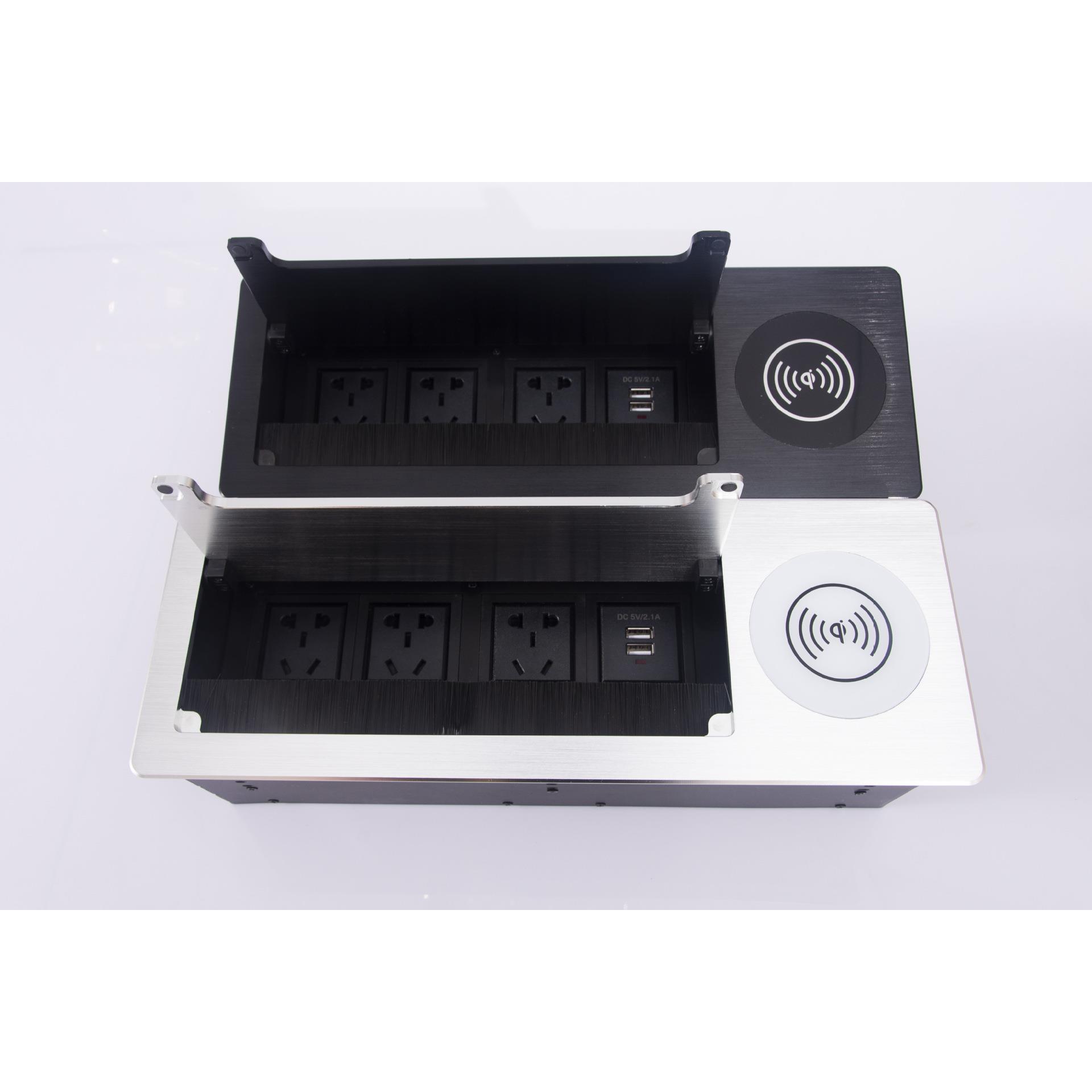 多功能桌面插座/无线充电台面插座毛刷款多媒体信息盒AM-706A
