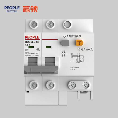 中国人民电器RDB5LE-2P 10A16A20A32A 40A 50A 63A小型漏电断路器