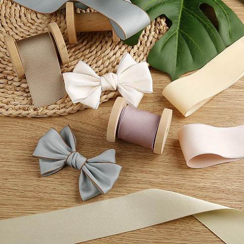 绸缎彩边双面蚕丝带蝴蝶结飘带发饰材料服装帽子发夹涤棉缎带