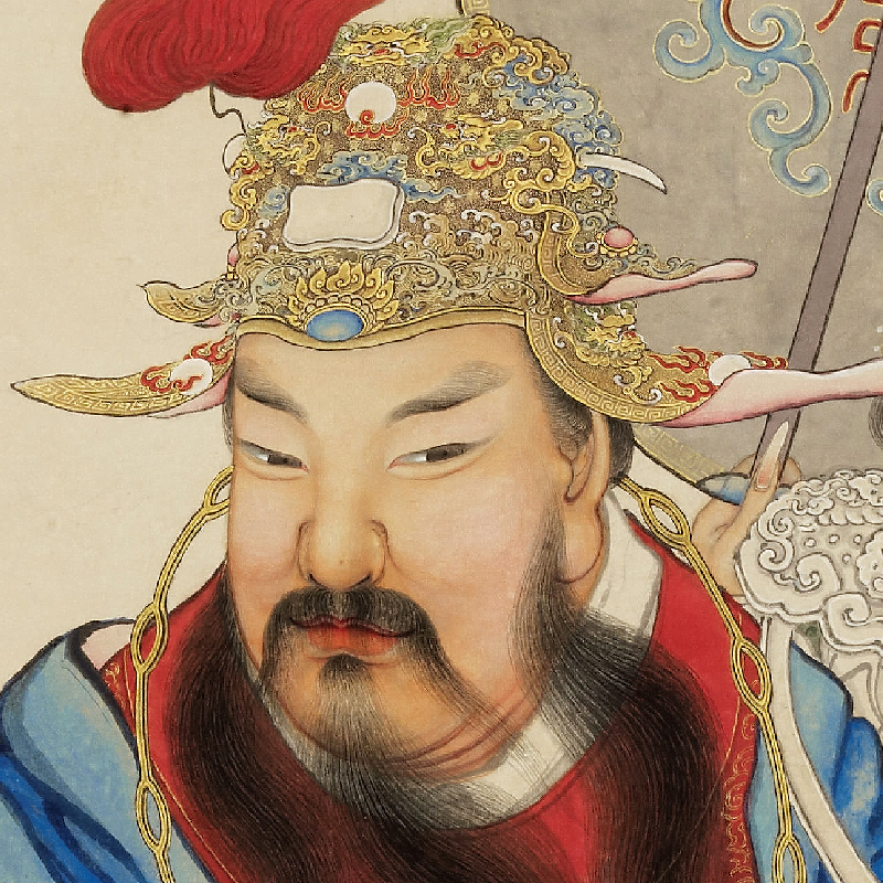 钱慧安天官赐福图传统吉祥人物画临摹范本中式装饰V画艺术绢布画图片