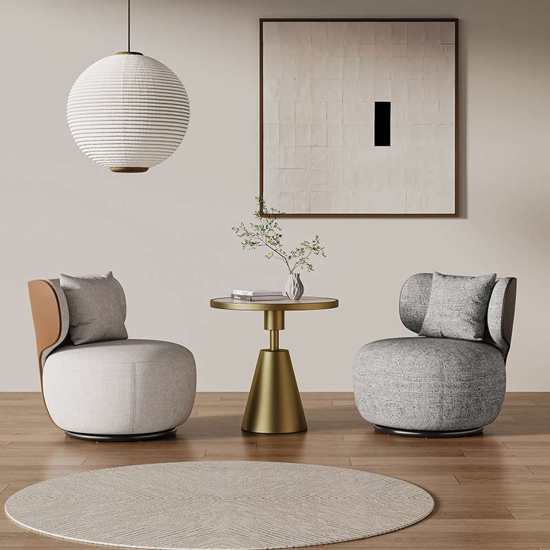 单人旋转沙发椅轻奢客厅阳台创意休闲椅设计师单椅极简接待洽谈椅