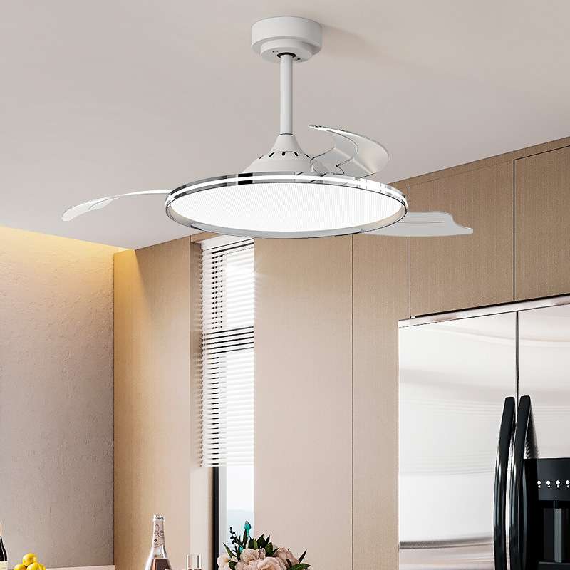 护眼风扇灯新款现代简约吊扇灯菱晶板电扇灯卧室餐厅隐形灯具