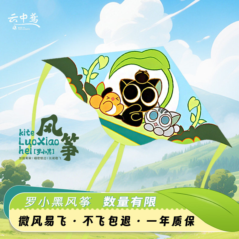 罗小黑风筝 带线轮套装 潍坊卡通微风易飞儿童大人手持到手可飞