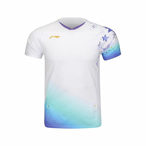 李宁正品2025夏季男子舒适透气百搭运动短袖羽毛球服AAYV041-2