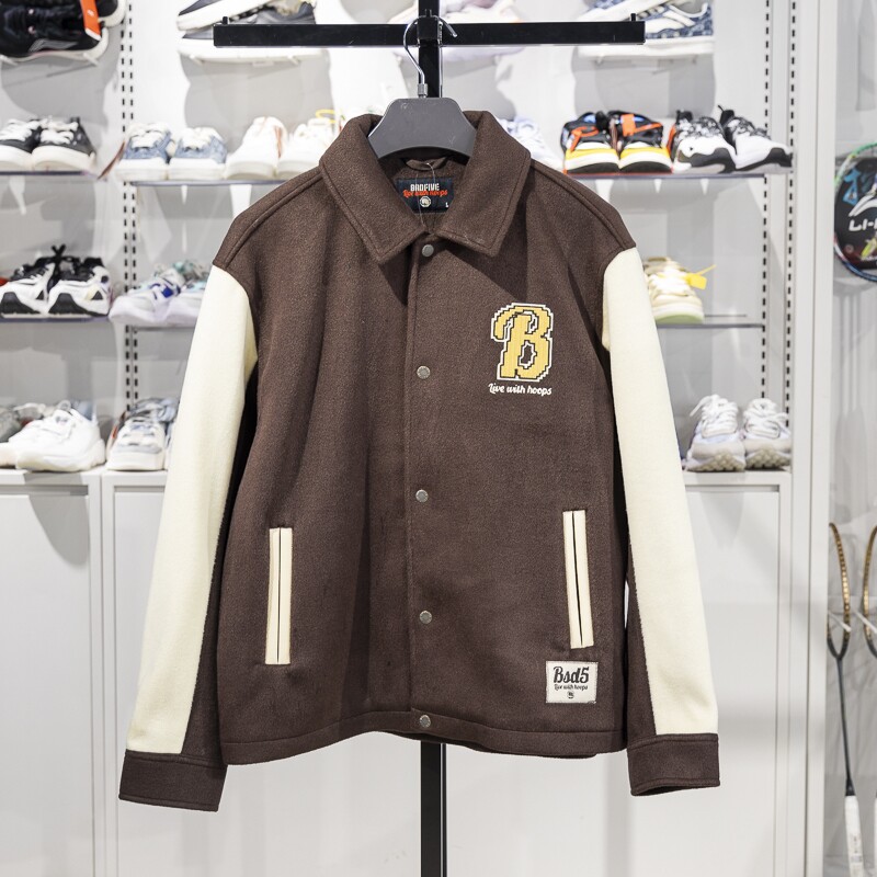 李宁正品反伍BADFIVE男子复古时尚宽松保暖翻领休闲外套AFDV331-1