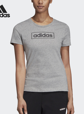 Adidas/阿迪达斯正品2025女士字母印花圆领简约透气T恤EI4583