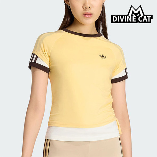 Adidas/阿迪达斯正品三叶草女士圆领双层运动修身短袖T恤KW4526
