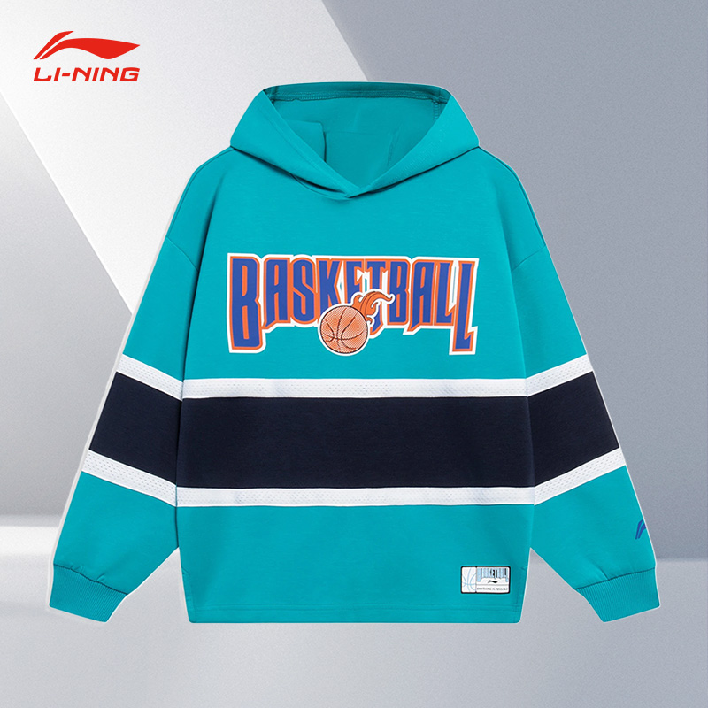 Lining/李宁正品男大童篮球系列时尚宽松休闲套头连帽卫衣YWDT069