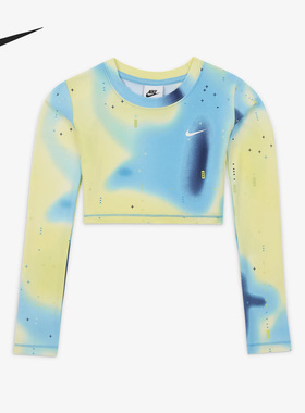 Nike/耐克正品大童长袖短款春扎染针织运动卫衣DX5068-731