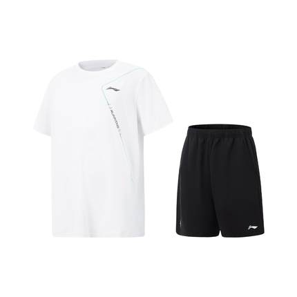 李宁正品综合体能系列男小大童速干简约运动比赛短袖套装YATV099