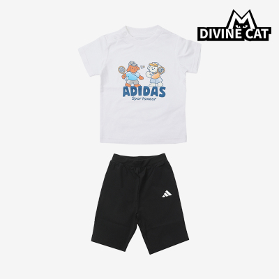 Adidas/阿迪达斯正品套装INGFX圆领套头经典短裤儿童短袖KG5919