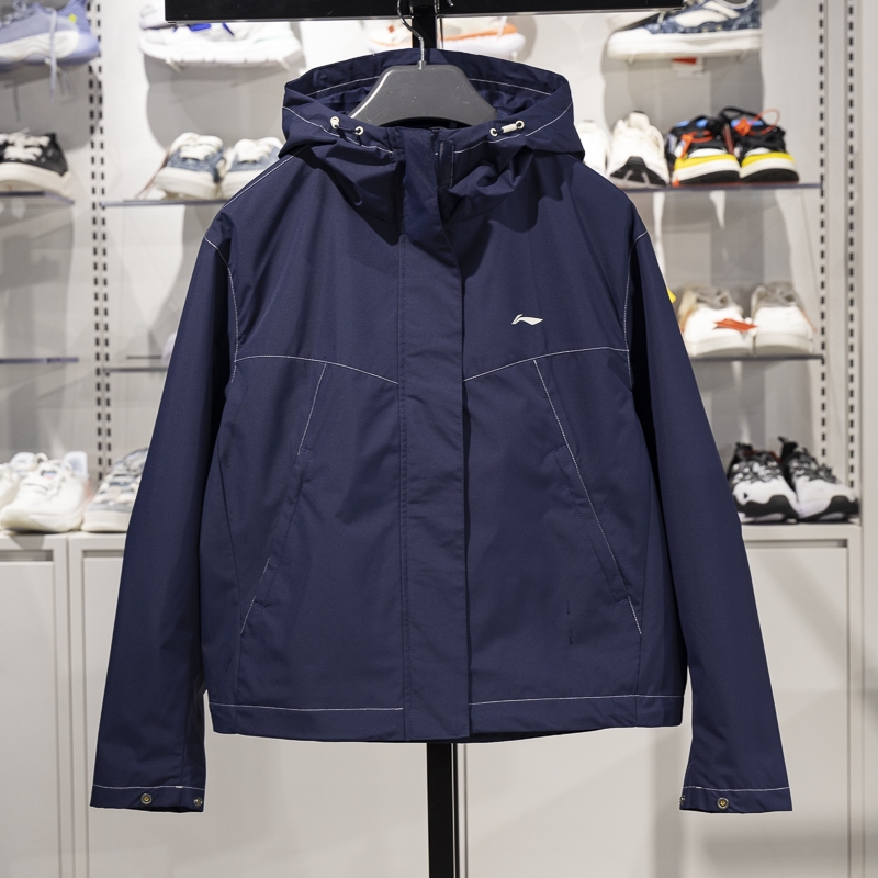 李宁正品健身系列女子防泼水抗静电宽松梭织运动风衣AFDV054-6