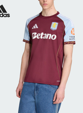 Adidas/阿迪达斯正品AVFC H JSY男士足球运动拼接短袖JN8061