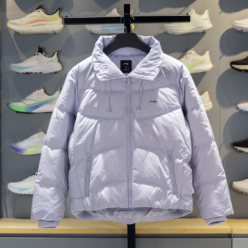 李宁正品冬季新款女子时尚防风加厚保暖拉链立领羽绒服AYMV362-3