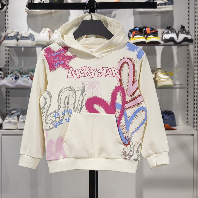 李宁正品运动生活系列女小大童柔软宽松针织连帽卫衣YWDV040-2,童装/婴儿装/亲子装,卫衣/绒衫,淘宝优惠券,粉丝福利购,淘宝优惠卷