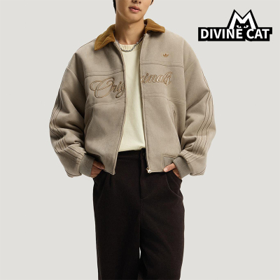 Adidas/阿迪达斯正品三叶草男士保暖新年款字母印花棉服KT0674