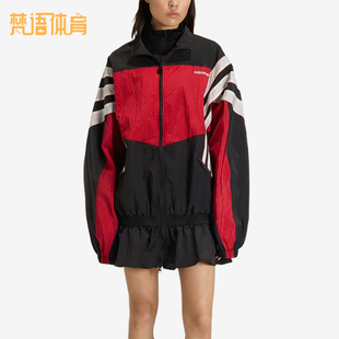 Adidas/阿迪达斯正品三叶草新款女黑红色宽松经典夹克外套KC9134