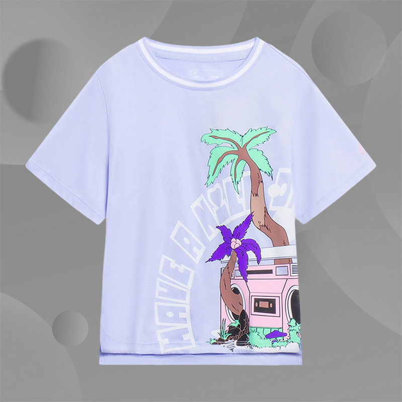 Lining/李宁正品女大童运动潮流系列舒适休闲宽松短袖T恤YHST072