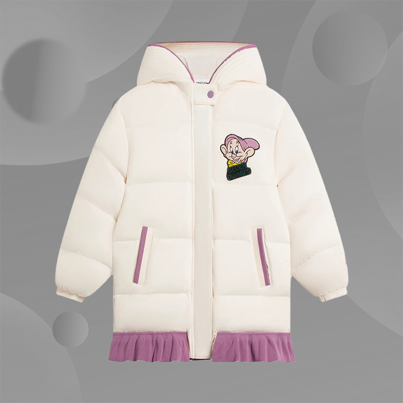 李宁正品新款女童系列舒适时尚休闲宽松连帽中长款羽绒服