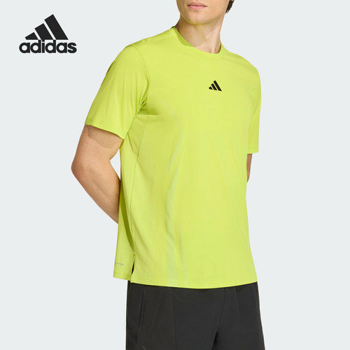 Adidas/阿迪达斯正品新款男荧光黄训练健身凉感短袖T恤KE5783