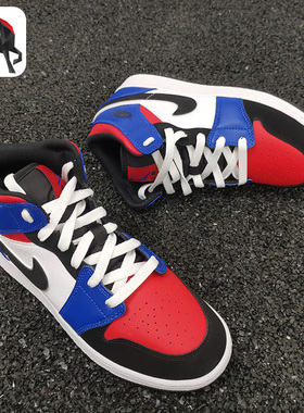 Nike/耐克正品AIR JORDAN 1 MID GS AJ1大童运动篮球鞋554725-124