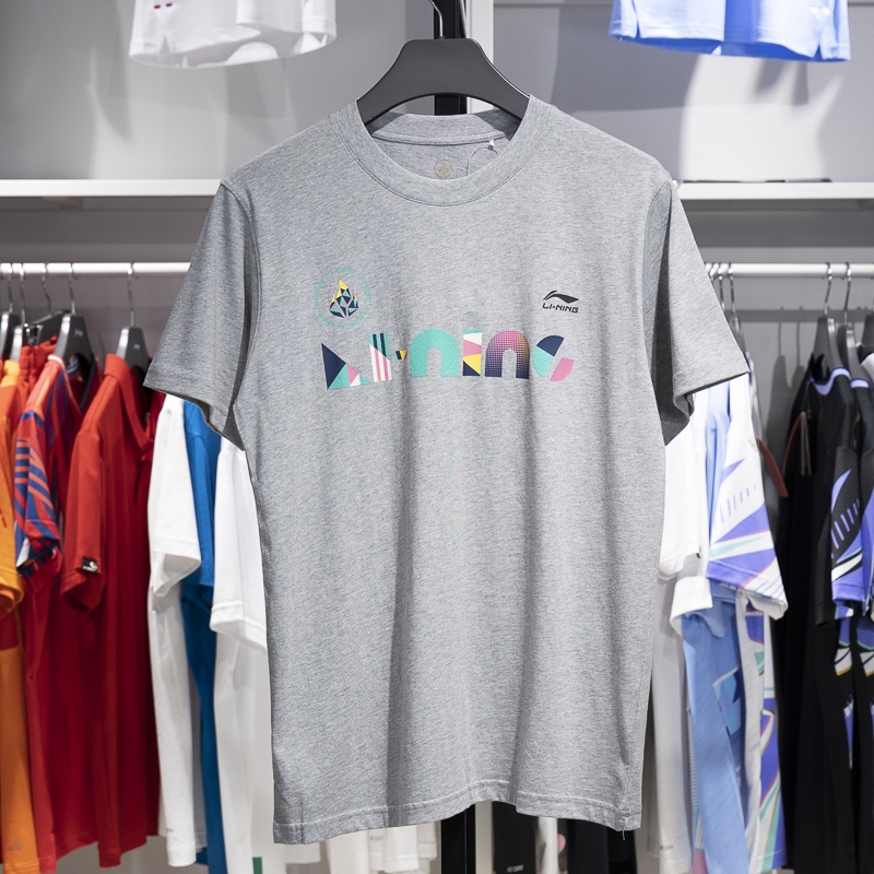 李宁正品运动潮流系列男女印花圆领舒适透气短袖文化衫AHSUC29-4