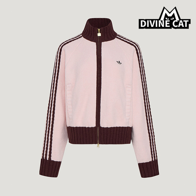 Adidas/阿迪达斯正品三叶草女士针织复古宽松三条纹外套KV8867