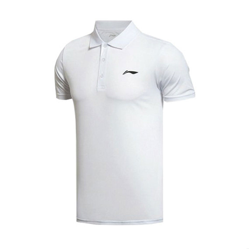 Lining/李宁正品秋季男子纯色透气吸汗运动短袖polo衫APLS131