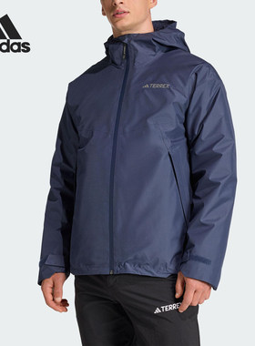 Adidas/阿迪达斯正品男士户外连帽三合一羽绒内胆夹克KC8489