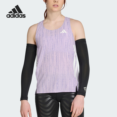 Adidas/阿迪达斯正品夏季女士侧开叉工字背跑步背心T恤JV7157