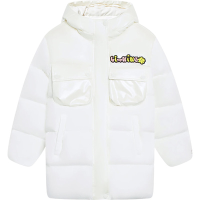 Lining/李宁正品女童羽绒服中长款连帽休闲鸭绒保暖外套YYMS060