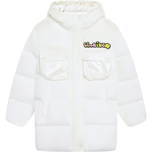 Lining/李宁正品女童羽绒服中长款连帽休闲鸭绒保暖外套YYMS060