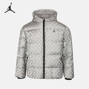 Nike/耐克JORDAN新款男女银灰色休闲短羽绒服IO6195-095