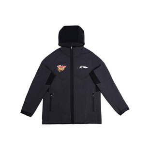 李宁正品CBA系列广东队男子户外运动保暖拉链连帽夹克外套AWDTD39