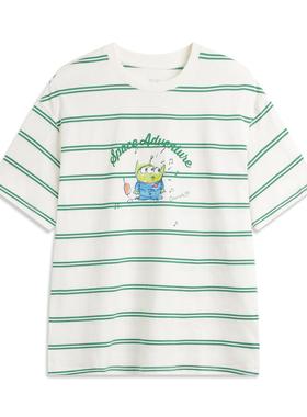 李宁正品迪士尼联名女子潮流休闲宽松亲肤透气短袖文化衫AHSV182