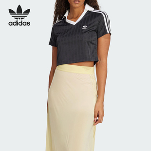 翻领POLO衫 Adidas 经典 三叶草女士短款 JD2606 阿迪达斯正品