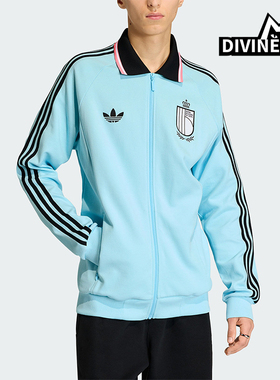 Adidas/阿迪达斯正品三叶草男士翻领复古足球经典夹克外套JZ6213